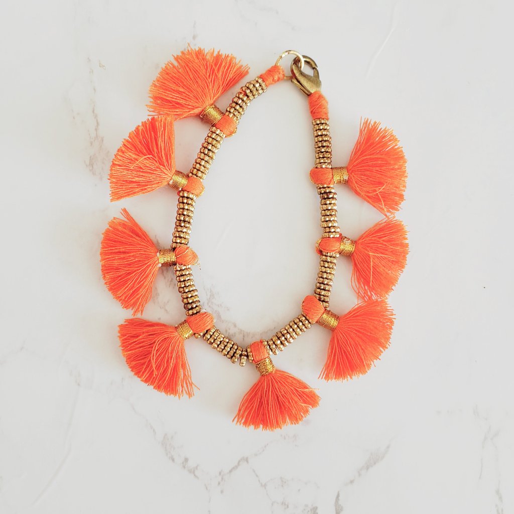 Take Me Away Gold And Orange Bracelet 16$